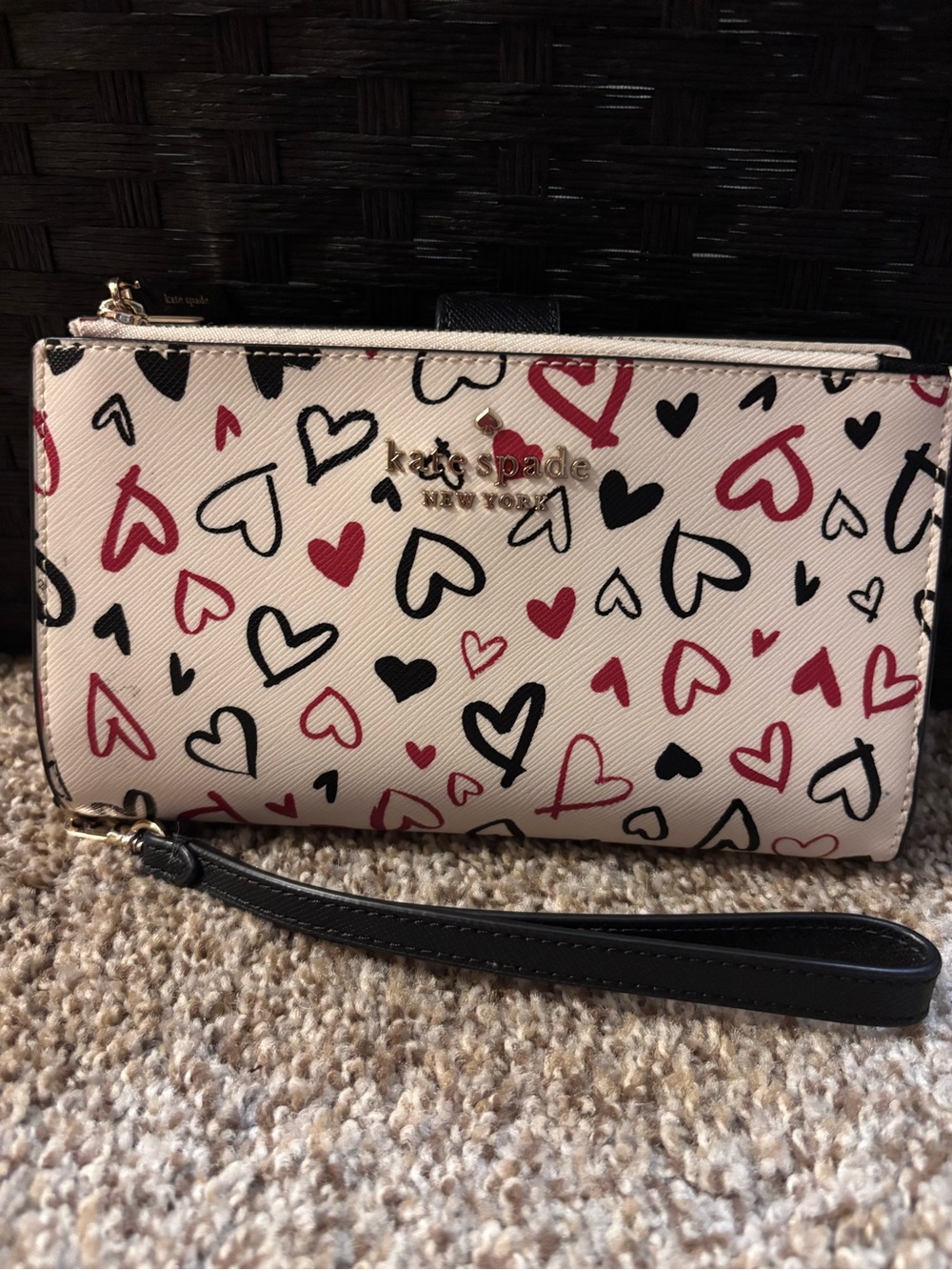 kate spade Cream Heart-Print Wristlet with Phone Slot